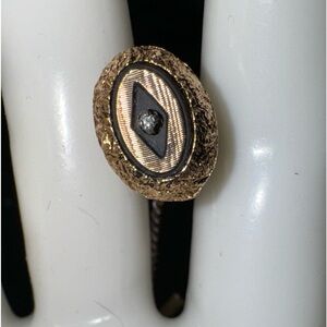 1970s  Anson Antique  Diamond & Onyx Tie Tack 14K Yellow Gold